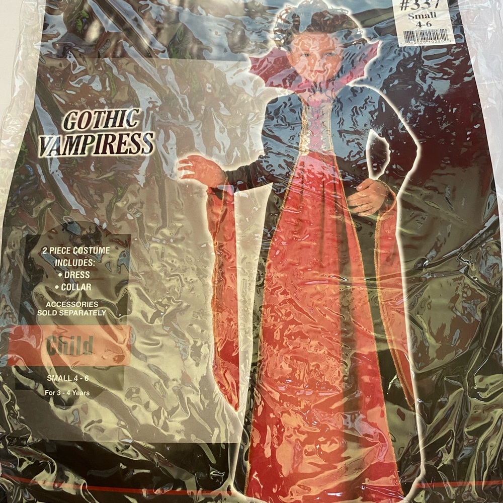 Kids Gothic Vampiress Halloween Costume Size S 4-6